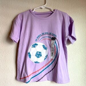 Okie Dokie Girls Lavender Soccer Graphic Tee size 5T-NWT